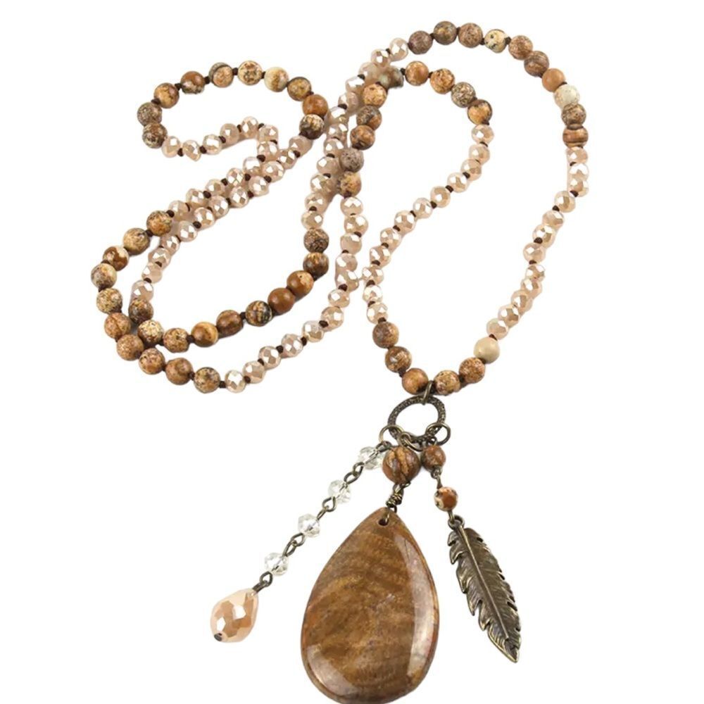 BOHEMIAN NATURAL STONE  NECKLACE‎